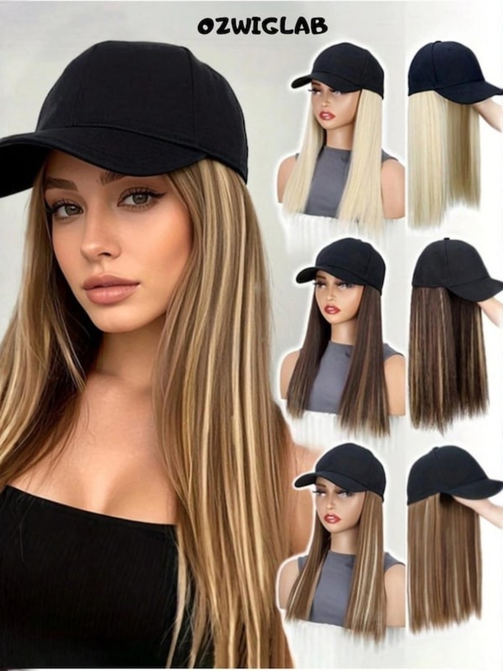 Straight Long Cap Wig with Blonde and Brown Highlights